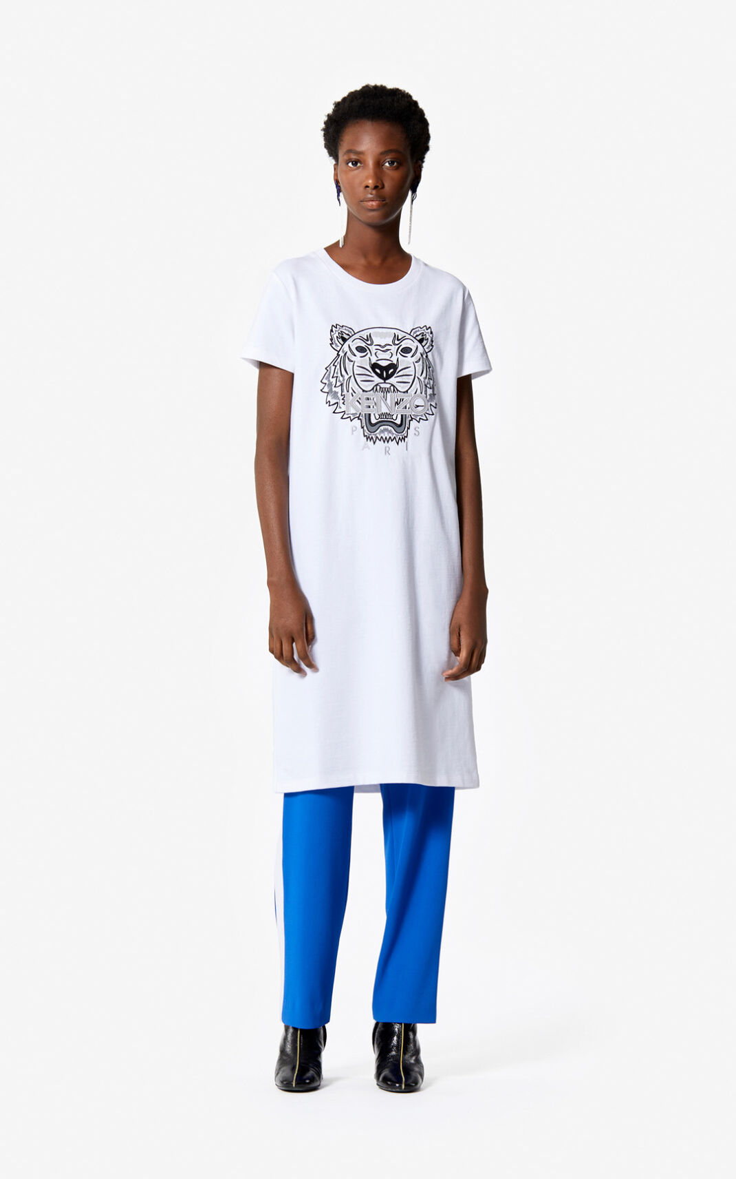 Robe Kenzo Tiger t shirt Femme Blanche | PAQC-04362